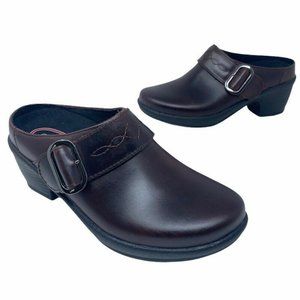 Klogs Womens Clogs Mules Shoes Leather Block Heels